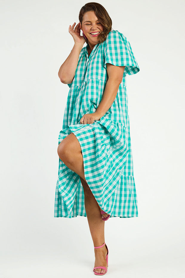 Clara Jade Gingham Dress – Jade Gingham midi dress