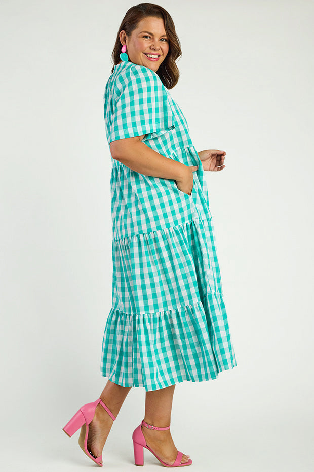 Clara Jade Gingham Dress – Jade Gingham midi dress