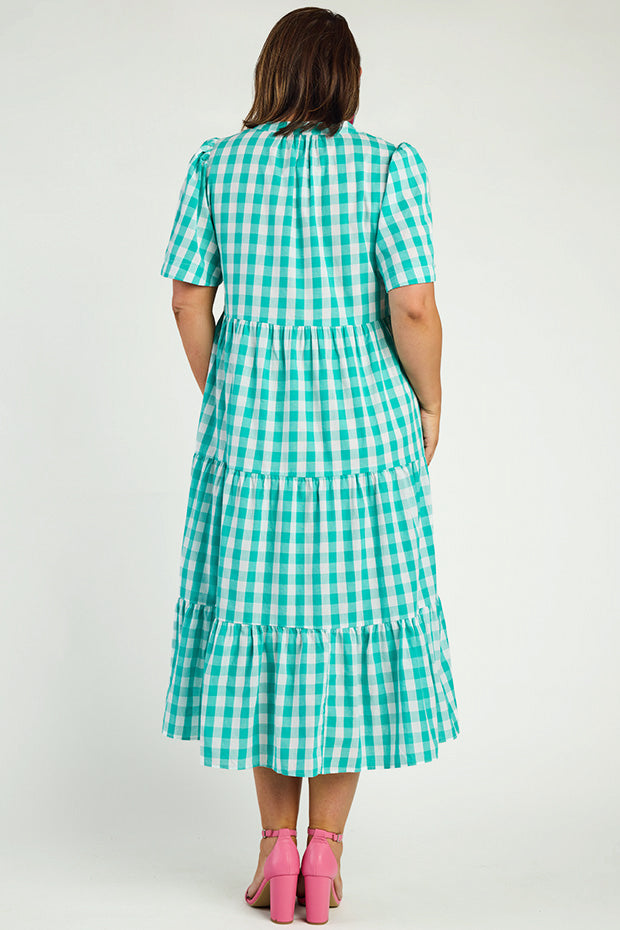 Clara Jade Gingham Dress – Jade Gingham midi dress