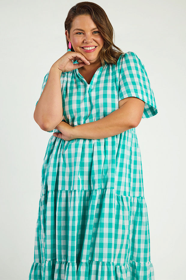 Clara Jade Gingham Dress – Jade Gingham midi dress