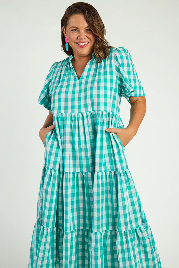Clara Jade Gingham Dress – Jade Gingham midi dress