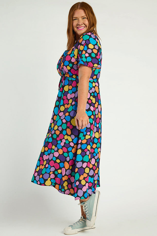 Marley Rainbow Pebble Spots Dress – Rainbow Pebble Spots midi dress