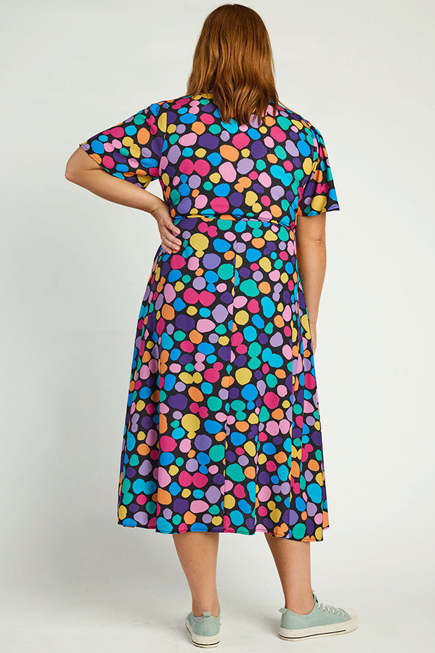 Marley Rainbow Pebble Spots Dress – Rainbow Pebble Spots midi dress
