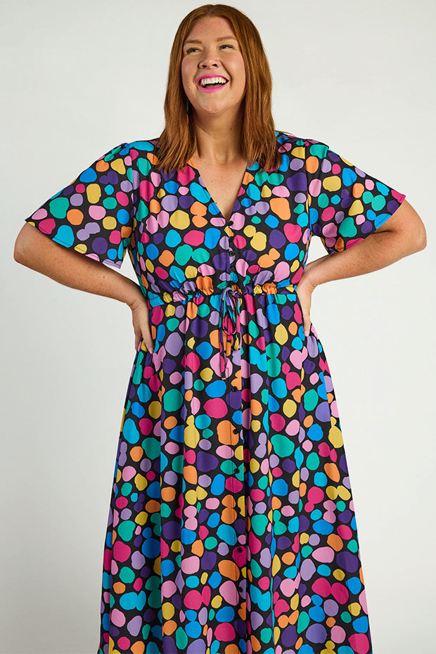 Marley Rainbow Pebble Spots Dress – Rainbow Pebble Spots midi dress