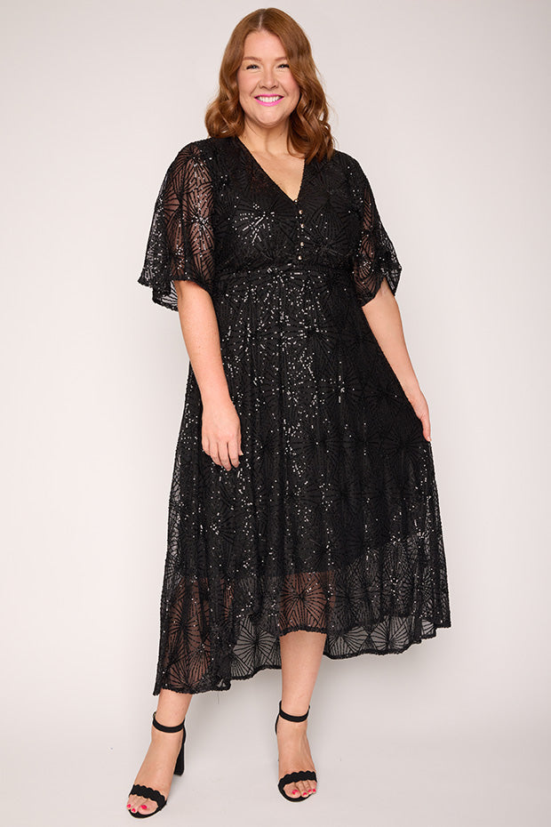 Delight Black Party Dress – Black midi dress