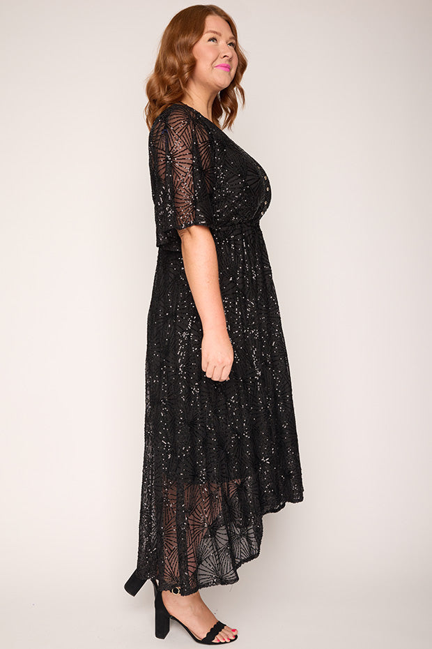 Delight Black Party Dress – Black midi dress