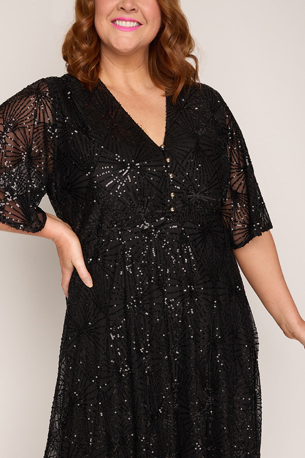 Delight Black Party Dress – Black midi dress