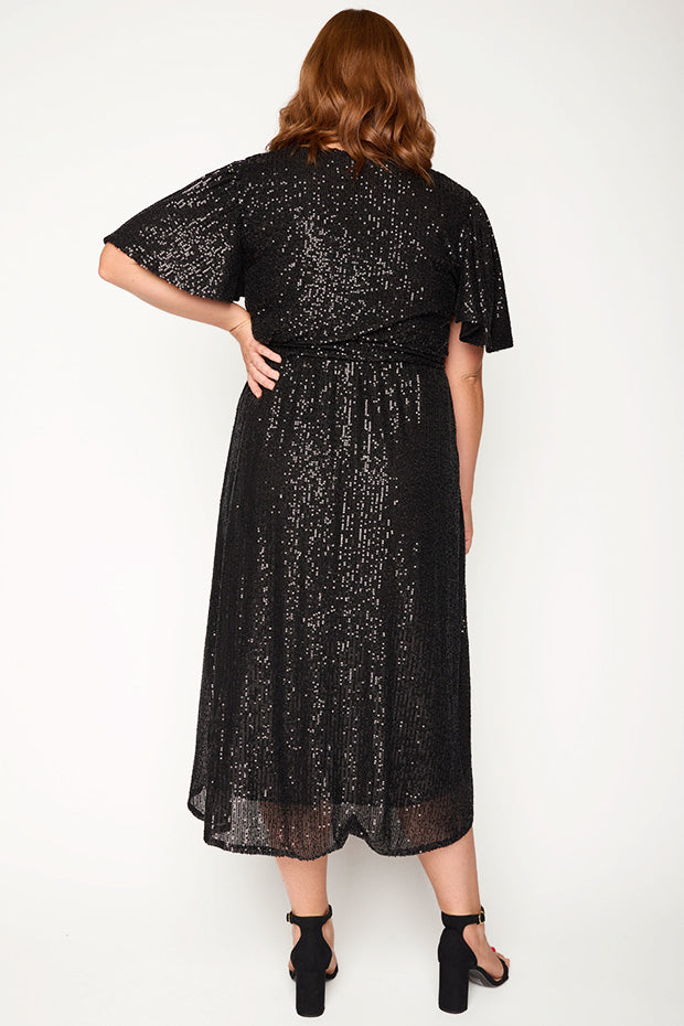 Lover Black Sequin Dress – Black Sequin midi dress