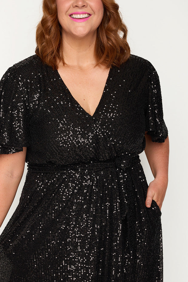 Lover Black Sequin Dress – Black Sequin midi dress