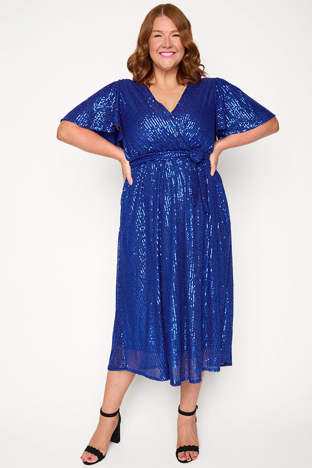 Lover Cobalt Sequin Dress – Cobalt Sequin midi dress