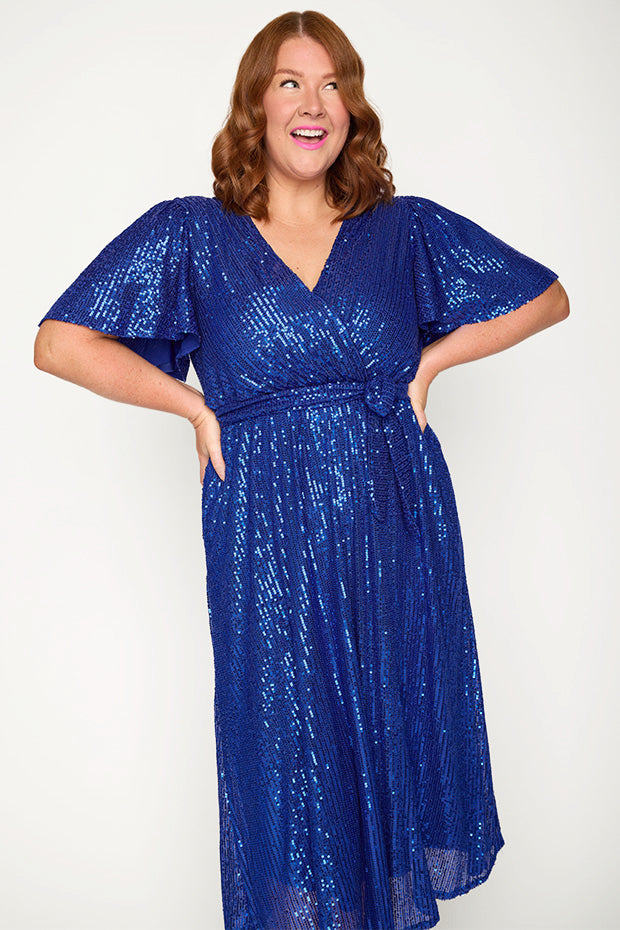 Lover Cobalt Sequin Dress – Cobalt Sequin midi dress