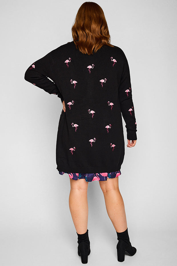 Angela Black Flamingo Cardi – Black Flamingo cardigan