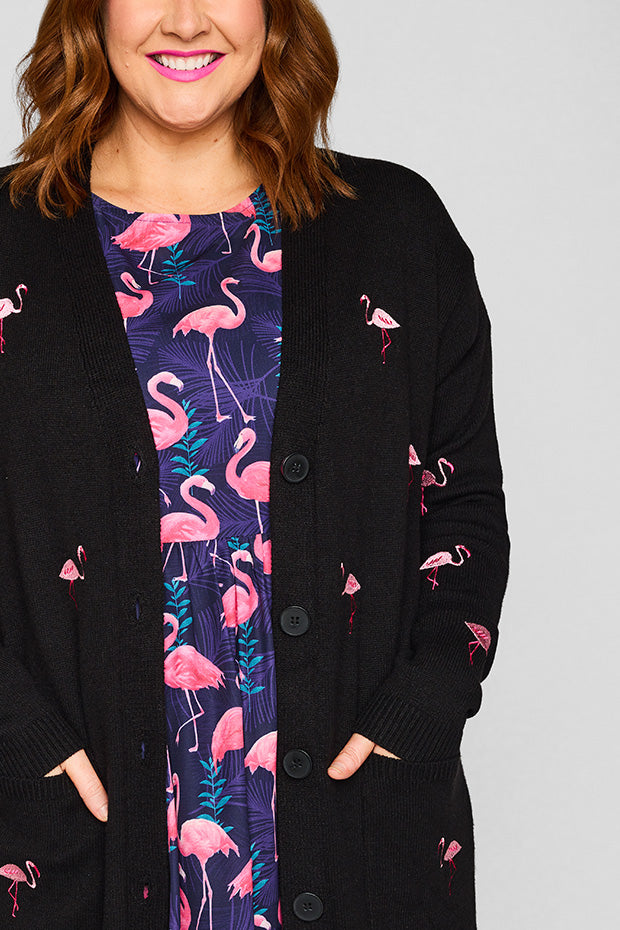 Angela Black Flamingo Cardi – Black Flamingo cardigan