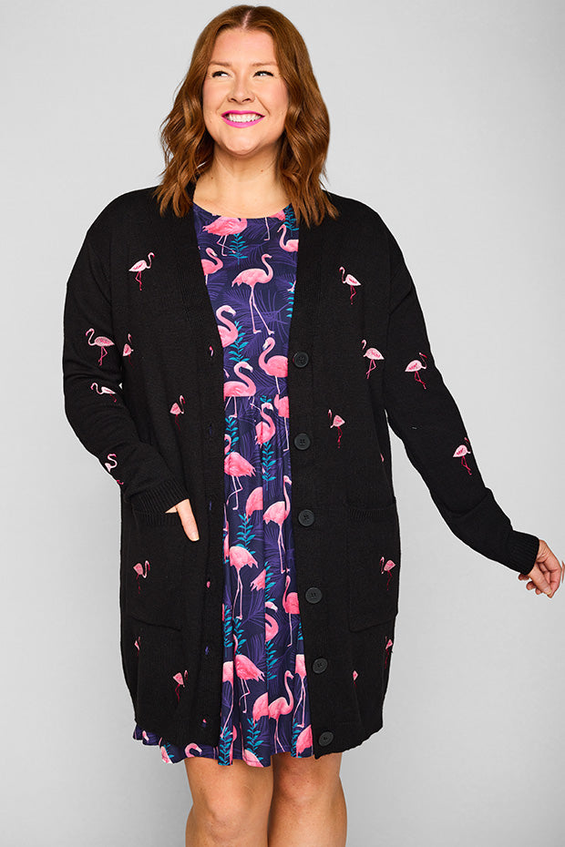 Angela Black Flamingo Cardi – Black Flamingo cardigan