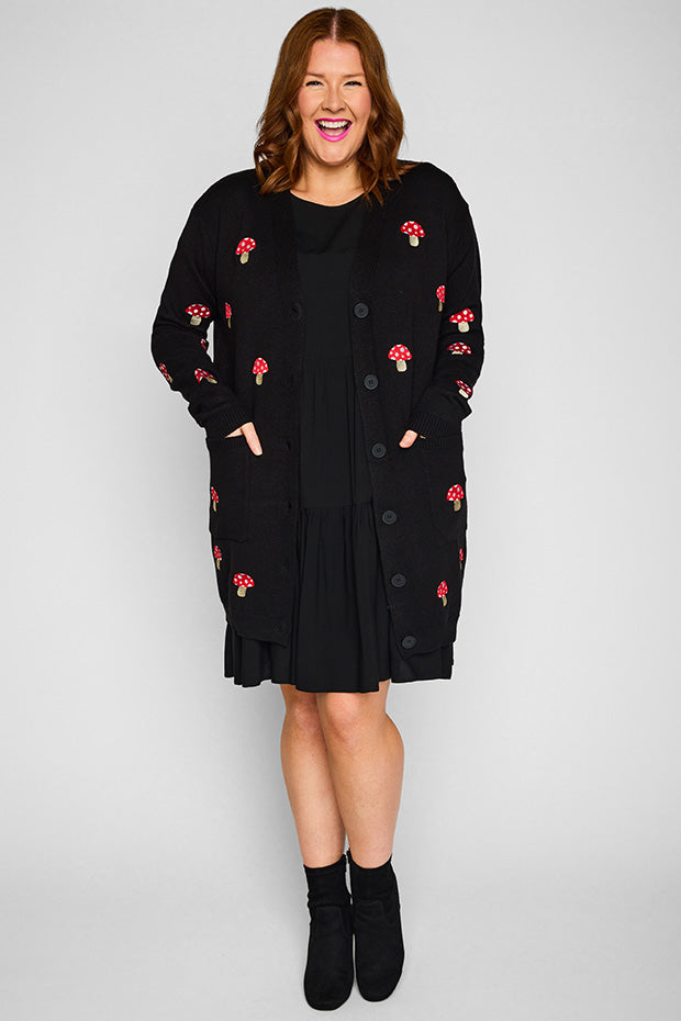 Angela Black Mushroom Cardi – Black Mushroom cardigan