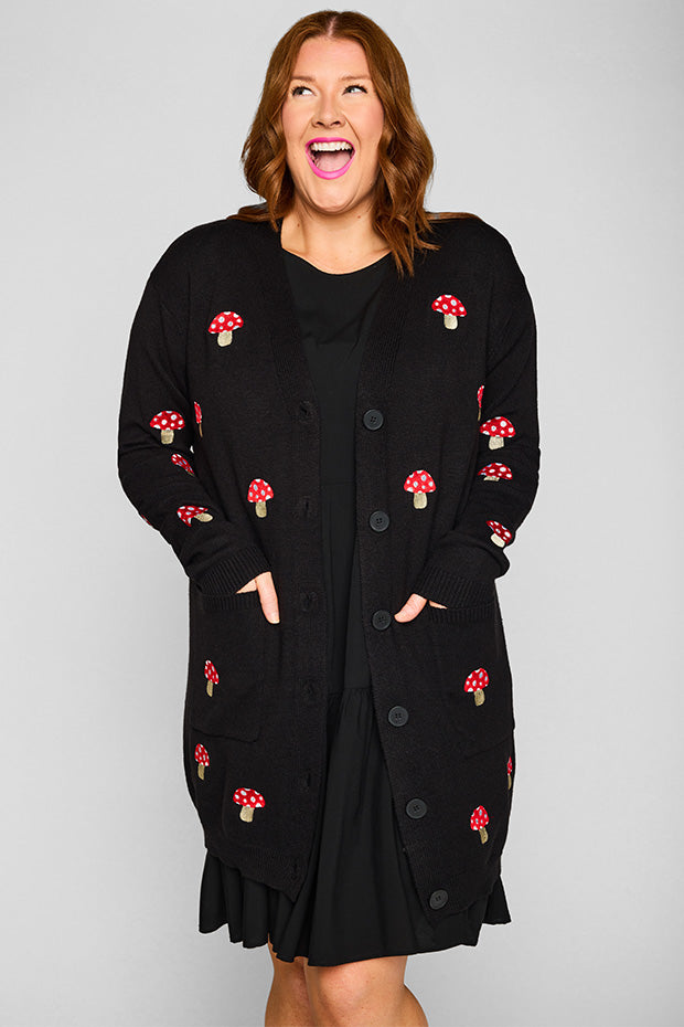 Angela Black Mushroom Cardi – Black Mushroom cardigan