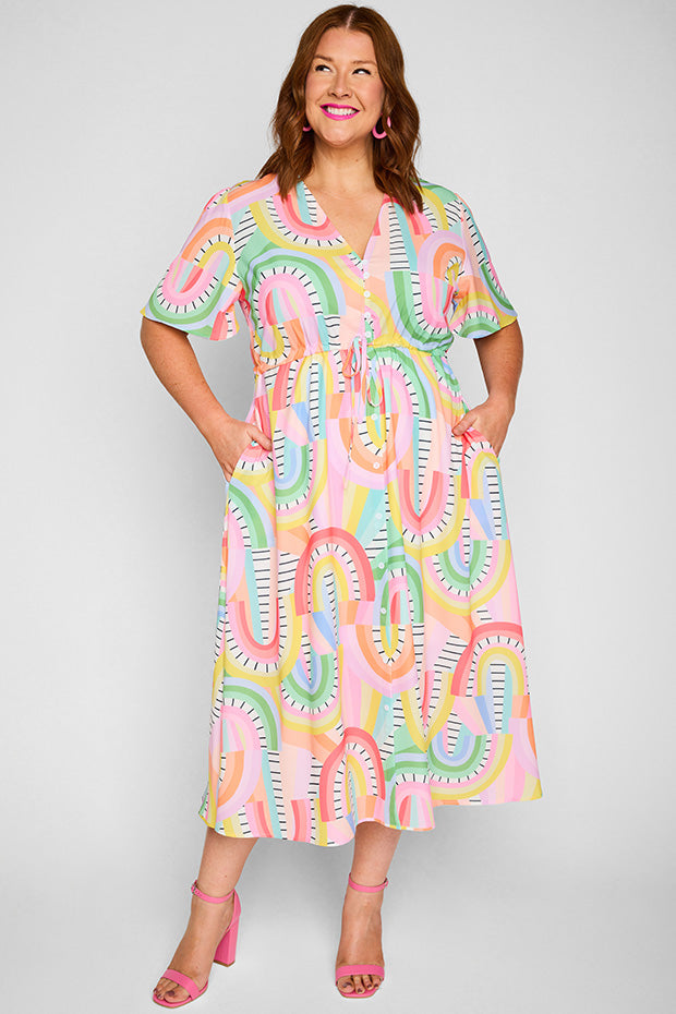 Marley Rainbow Vibing Dress – Rainbow Vibing midi dress