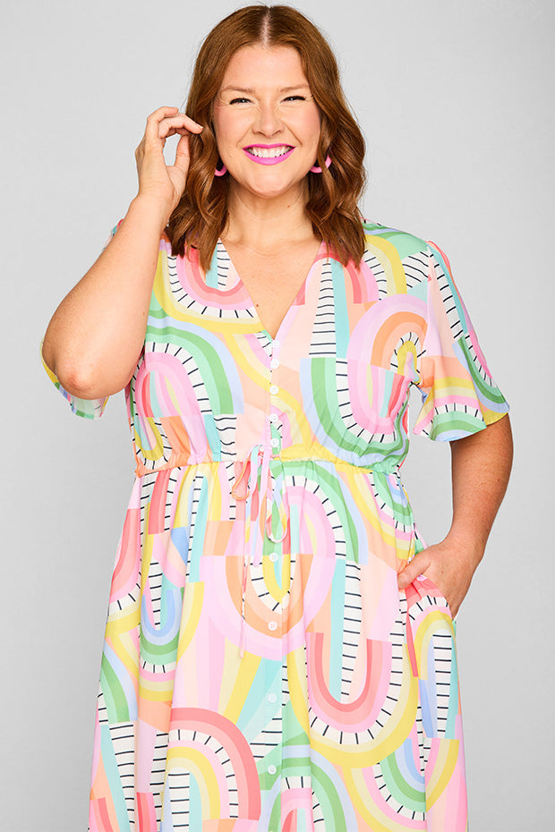 Marley Rainbow Vibing Dress – Rainbow Vibing midi dress