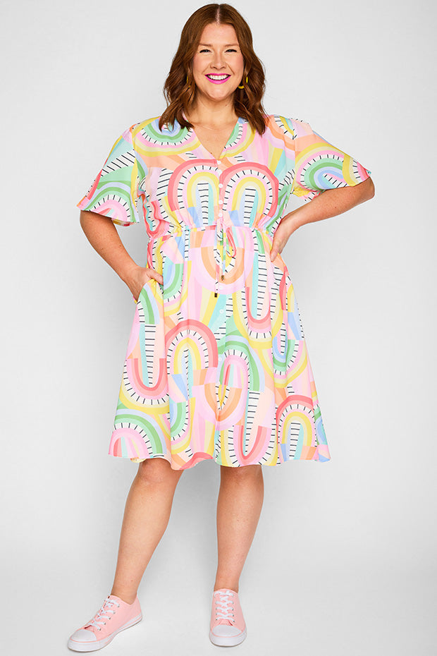 Siena Rainbow Vibing Dress – Rainbow Vibing knee length dress