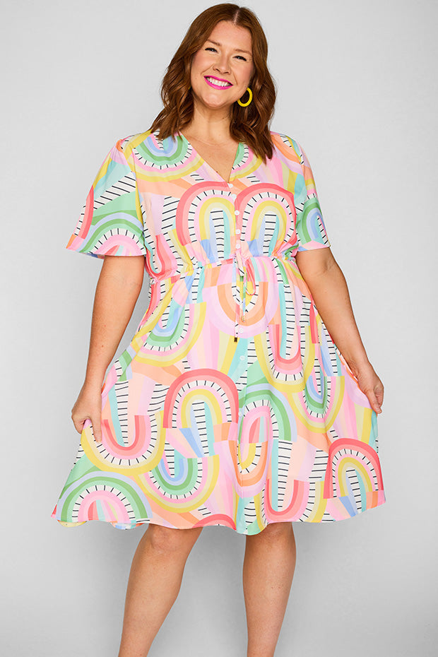 Siena Rainbow Vibing Dress – Rainbow Vibing knee length dress