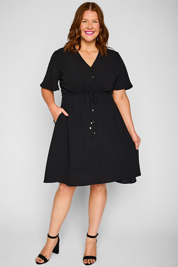 Siena Black Dress – Black knee length dress