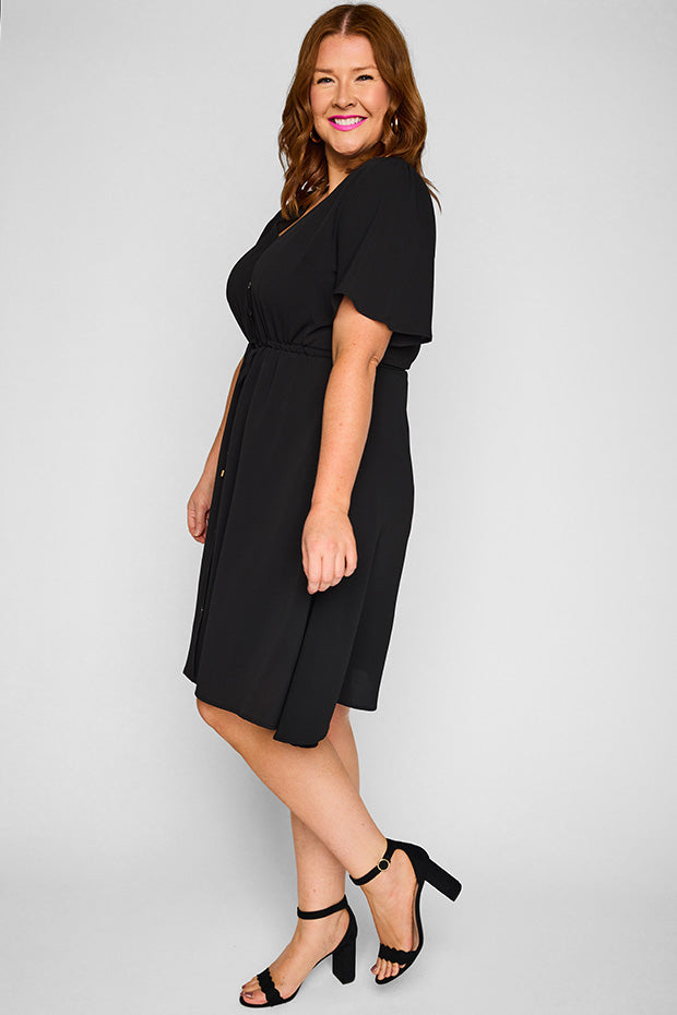 Siena Black Dress – Black knee length dress