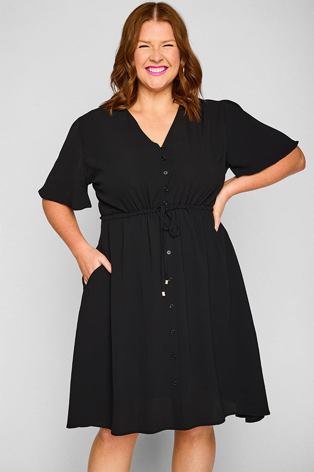 Siena Black Dress – Black knee length dress