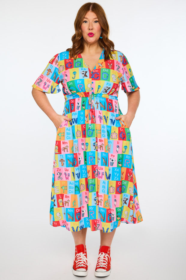 Marley Alpha Animal Cards Dress – Alpha Animal Cards midi dress