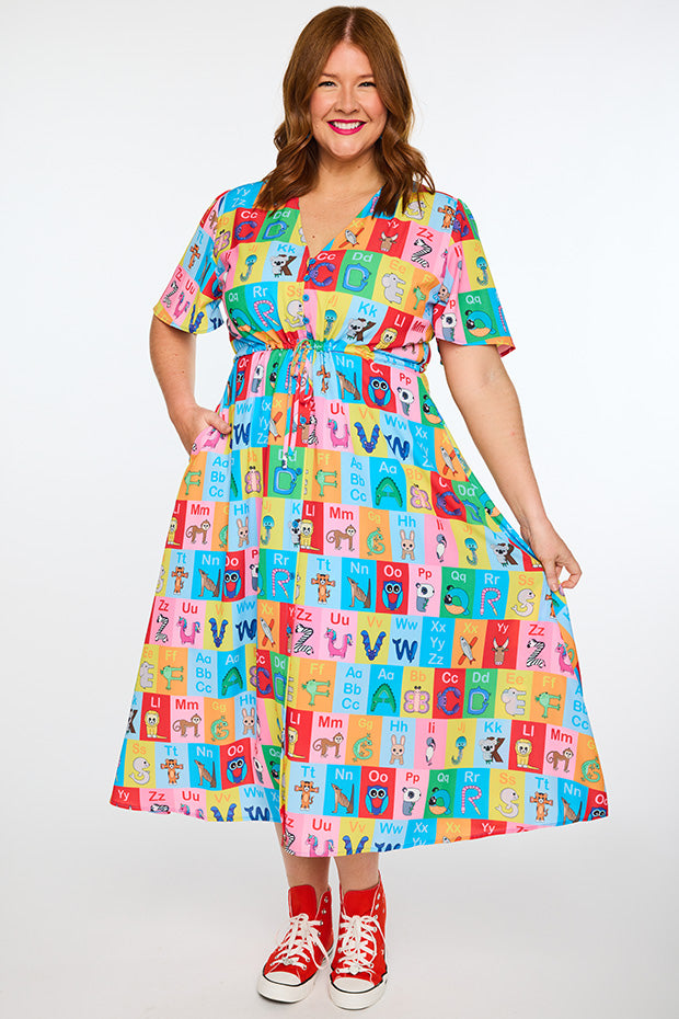 Marley Alpha Animal Cards Dress – Alpha Animal Cards midi dress