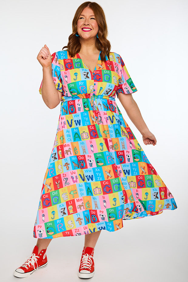 Marley Alpha Animal Cards Dress – Alpha Animal Cards midi dress