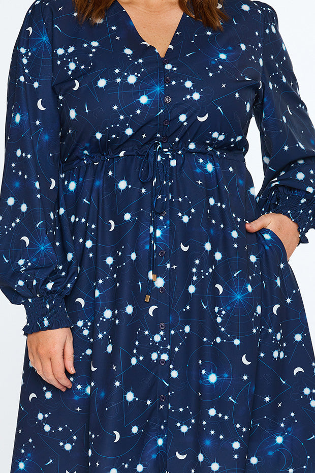 Sofia Celestial Sky Dress – Celestial Sky knee length dress