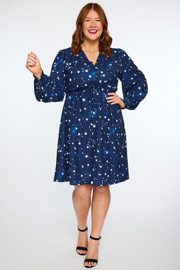 Sofia Celestial Sky Dress – Celestial Sky knee length dress