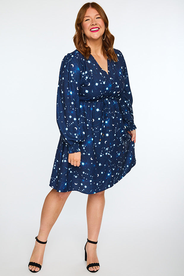 Sofia Celestial Sky Dress – Celestial Sky knee length dress