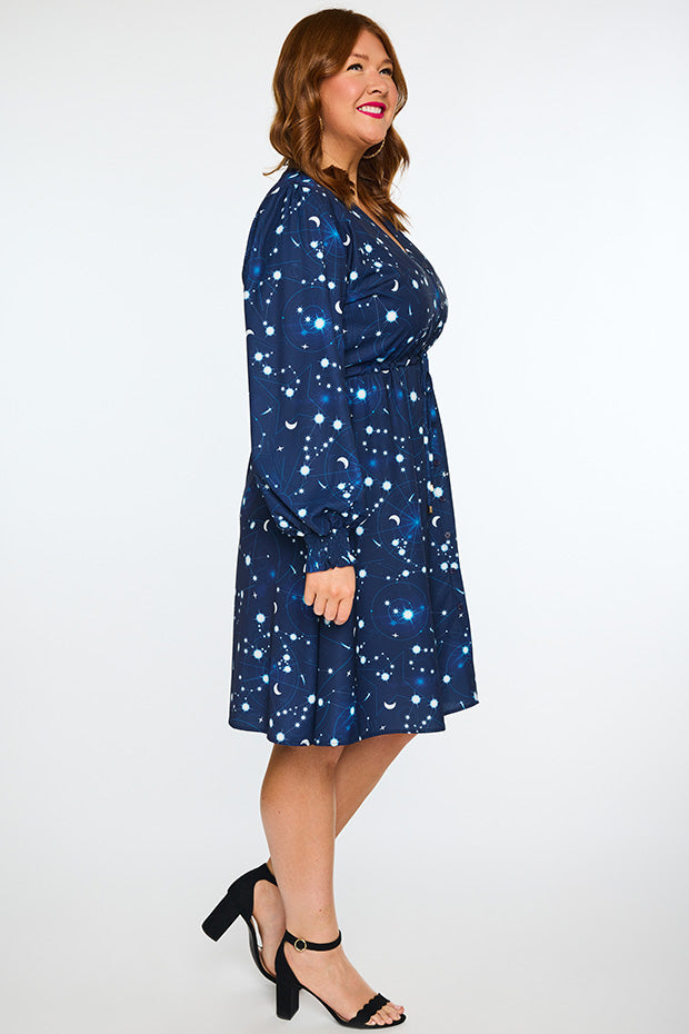 Sofia Celestial Sky Dress – Celestial Sky knee length dress