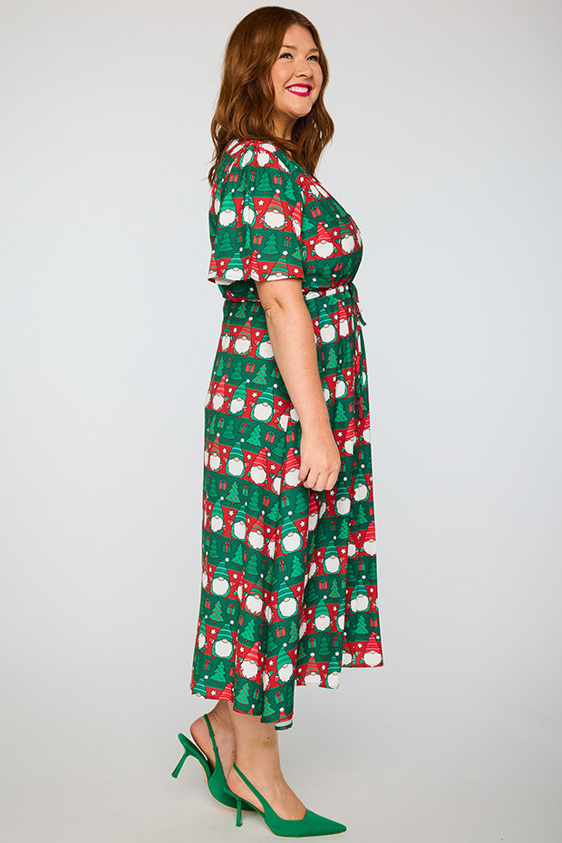 Marley Christmas Gnomes Dress – Christmas Gnomes midi dress