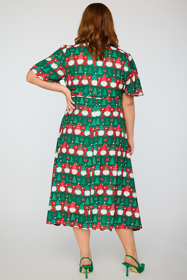 Marley Christmas Gnomes Dress – Christmas Gnomes midi dress