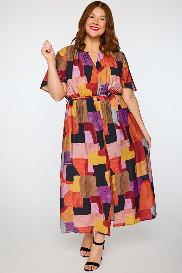 Ebony Geo Sunset Dress – Geo Sunset midi dress