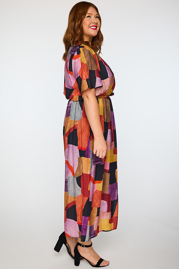 Ebony Geo Sunset Dress – Geo Sunset midi dress