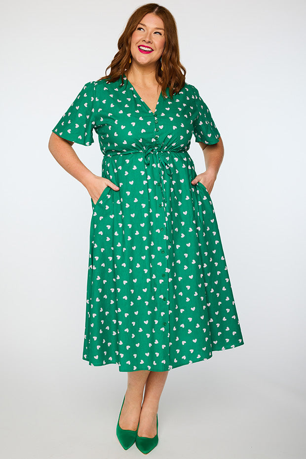 Marley Cotton Green Cupid Dress – Green Cupid midi dress