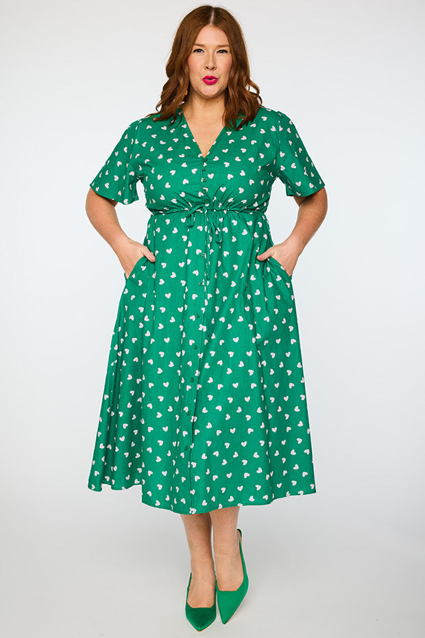 Marley Cotton Green Cupid Dress – Green Cupid midi dress