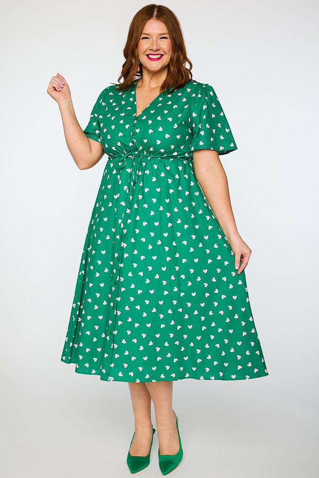 Marley Cotton Green Cupid Dress – Green Cupid midi dress