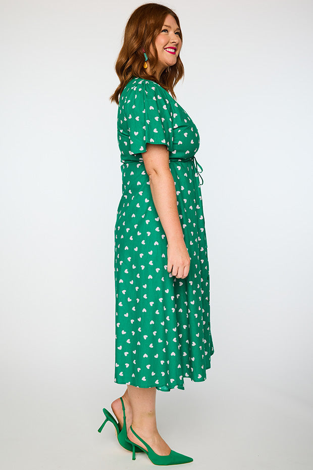 Marley Cotton Green Cupid Dress – Green Cupid midi dress