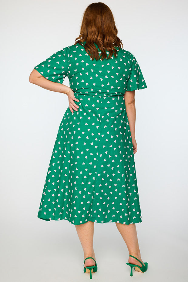 Marley Cotton Green Cupid Dress – Green Cupid midi dress