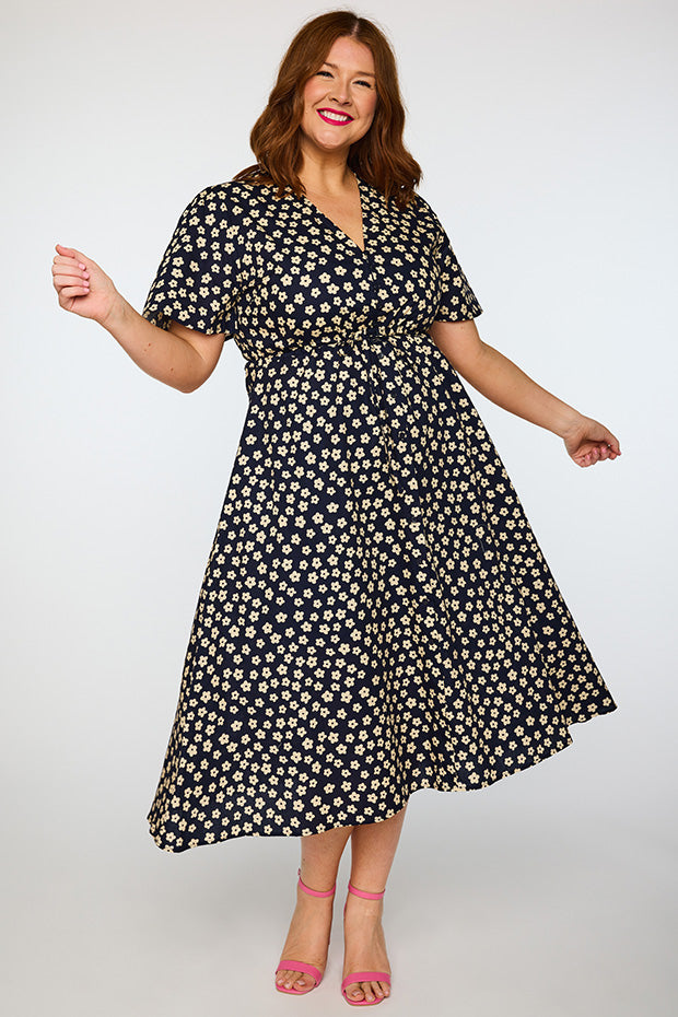 Marley Cotton Navy Sweet Daisy Dress – Navy Sweet Daisy midi dress
