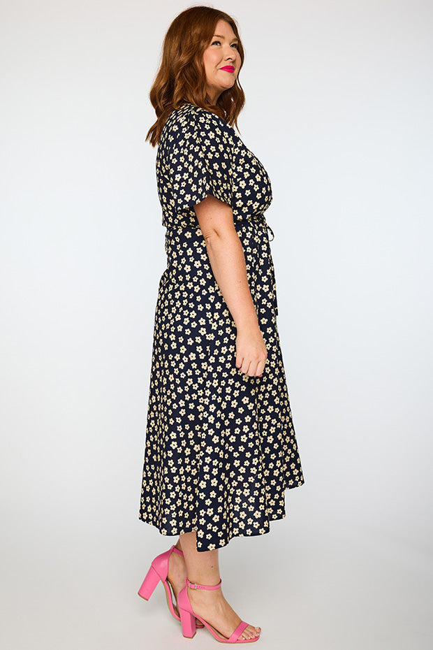 Marley Cotton Navy Sweet Daisy Dress – Navy Sweet Daisy midi dress