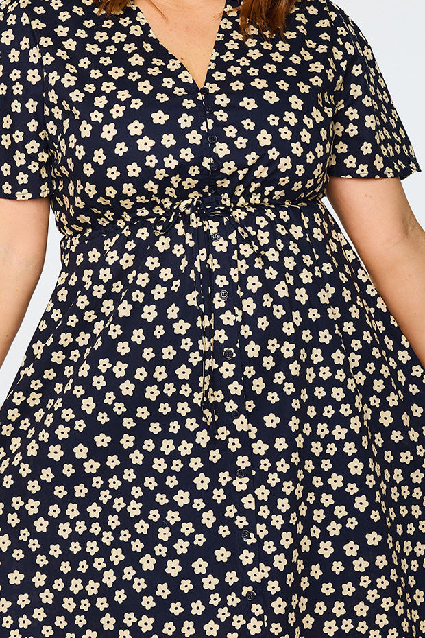 Marley Cotton Navy Sweet Daisy Dress – Navy Sweet Daisy midi dress