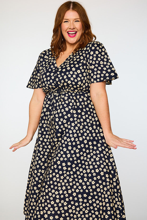 Marley Cotton Navy Sweet Daisy Dress – Navy Sweet Daisy midi dress