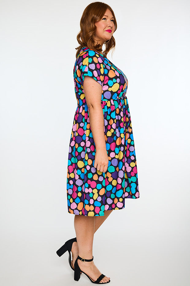 Savannah Rainbow Pebble Spots Dress – Rainbow Pebble Spots midi dress