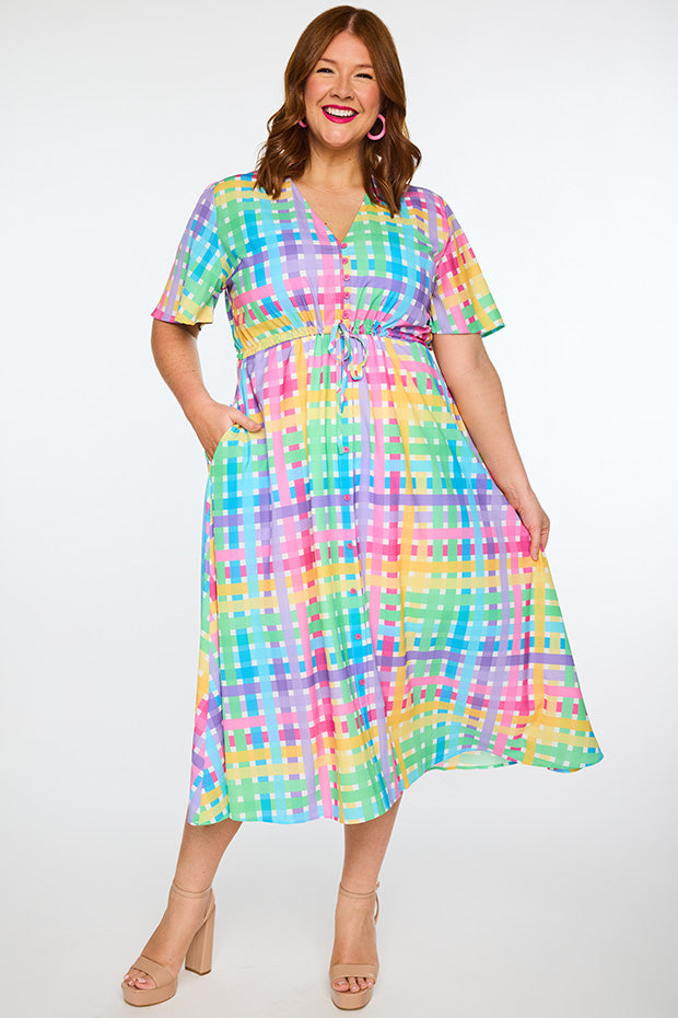Marley Rainbow Weave Dress – Rainbow Weave midi dress
