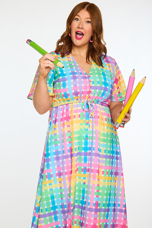 Marley Rainbow Weave Dress – Rainbow Weave midi dress